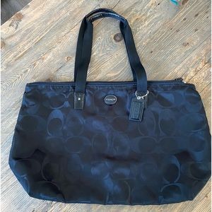 COACH WEEKENDER TOTE GETAWAY NYLON SHOULDER BAG TRAVEL GYM BLACK PACKABLE